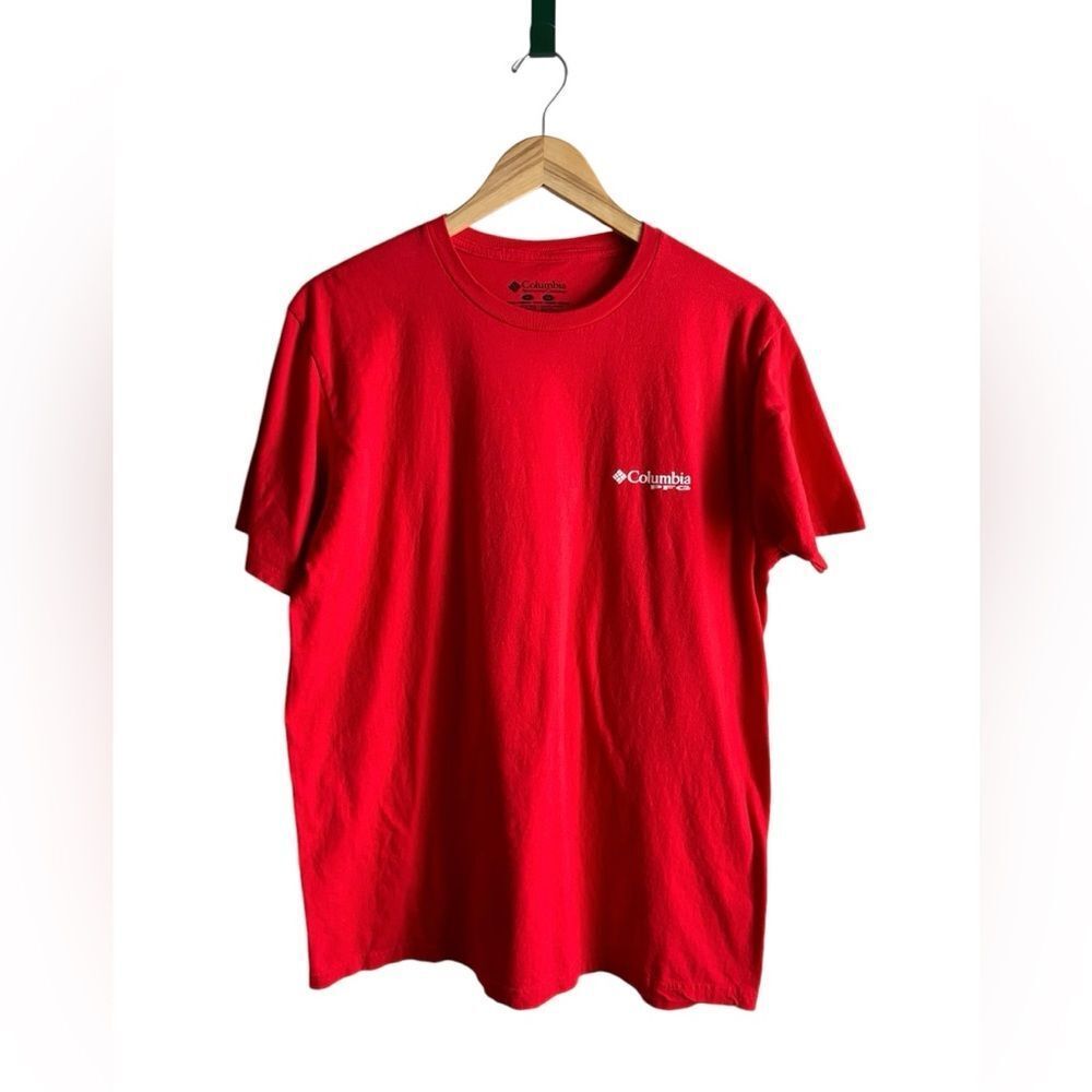 Columbia Red Performance Fishing Gear Logo T Shirt Size Large NWOT 2 0424